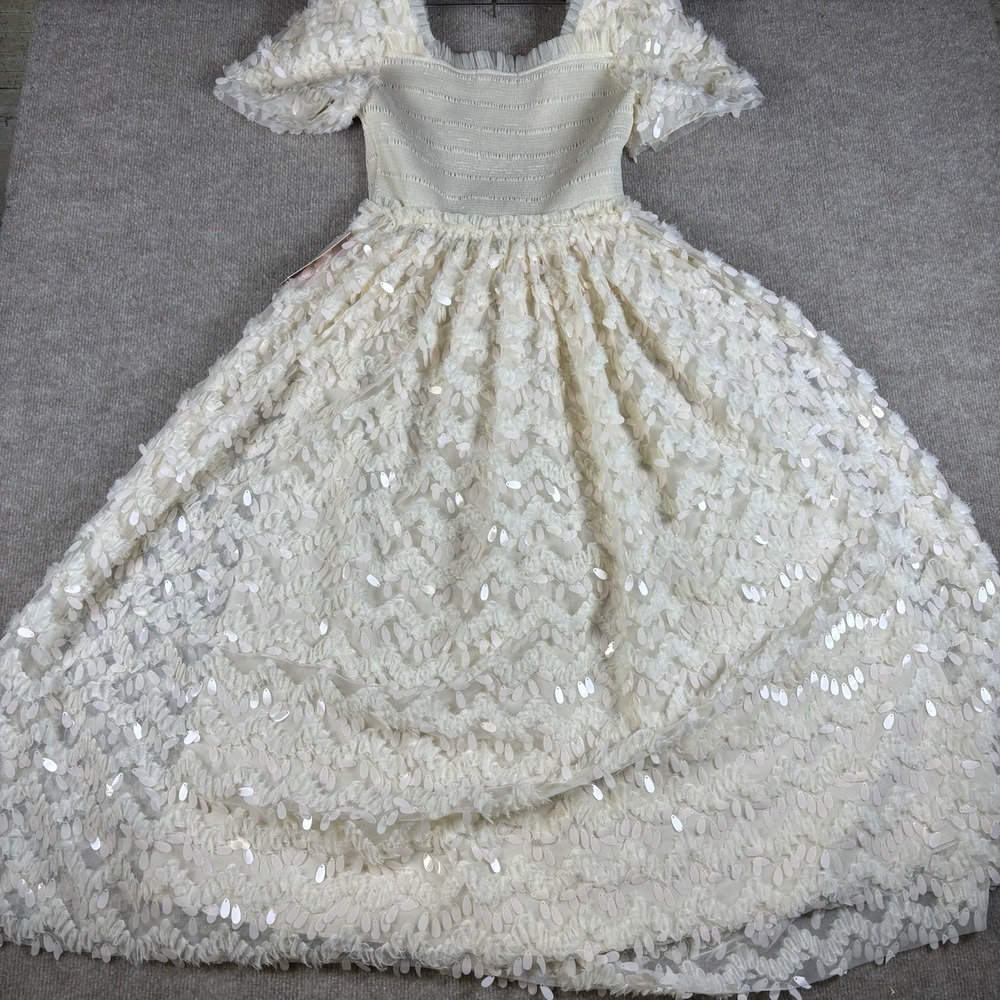 Ivy City Co Cloud Nine Sparkle Dress Ivory Sequin Smocked Maxi Women's S NWT - Picture 13 of 16